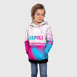 Толстовка-худи детская Napoli neon gradient style: символ сверху, цвет: 3D-черный — фото 2