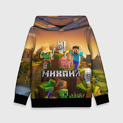 Толстовка-худи детская Михаил Minecraft, цвет: 3D-черный
