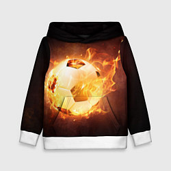 Толстовка-худи детская Футбольный мяч огонь, цвет: 3D-белый