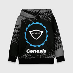 Толстовка-худи детская Genesis в стиле Top Gear со следами шин на фоне, цвет: 3D-черный