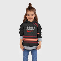 Толстовка-худи детская Audi абстракция карбон, цвет: 3D-меланж — фото 2