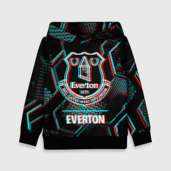 Толстовка-худи детская Everton FC в стиле glitch на темном фоне, цвет: 3D-черный