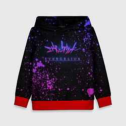 Толстовка-худи детская Evangelion neon logo, цвет: 3D-красный