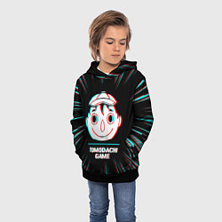 Толстовка-худи детская Символ Tomodachi Game в стиле glitch на темном фон, цвет: 3D-черный — фото 2