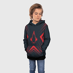 Толстовка-худи детская Красный символ Assassins Creed на темном фоне со с, цвет: 3D-черный — фото 2