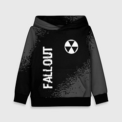 Толстовка-худи детская Fallout glitch на темном фоне: надпись, символ, цвет: 3D-черный