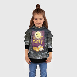 Толстовка-худи детская Ночная вечеринка - Pumpkin, цвет: 3D-черный — фото 2