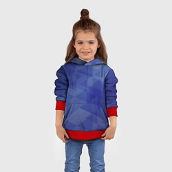 Толстовка-худи детская Абстрактные синие прямоугольные фигуры, цвет: 3D-красный — фото 2
