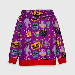 Толстовка-худи детская Happy Halloween - holiday pattern, цвет: 3D-красный