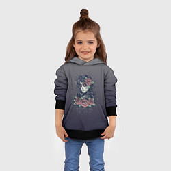 Толстовка-худи детская Девушка в образе санта муэрте с макияжем сахарный, цвет: 3D-черный — фото 2