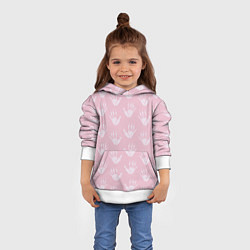 Толстовка-худи детская Лапки опоссума розовые, цвет: 3D-белый — фото 2