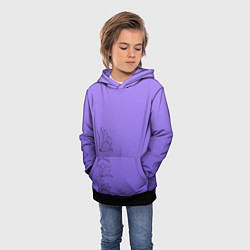 Толстовка-худи детская Красивый фиолетовый градиент с цветами, цвет: 3D-черный — фото 2