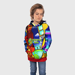 Толстовка-худи детская Geometry dash world, цвет: 3D-красный — фото 2