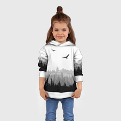 Толстовка-худи детская Птицы над лесом, цвет: 3D-белый — фото 2