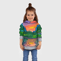 Толстовка-худи детская Закат на реке, цвет: 3D-меланж — фото 2