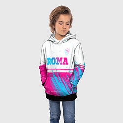 Толстовка-худи детская Roma neon gradient style: символ сверху, цвет: 3D-черный — фото 2