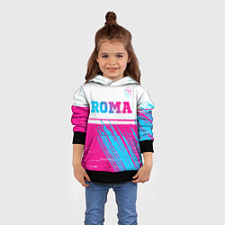 Толстовка-худи детская Roma neon gradient style: символ сверху, цвет: 3D-черный — фото 2