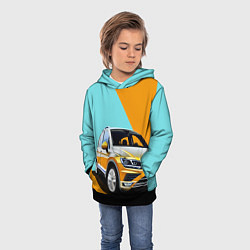Толстовка-худи детская Фольксваген тигуан оранжевый, цвет: 3D-черный — фото 2