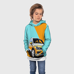 Толстовка-худи детская Фольксваген тигуан оранжевый, цвет: 3D-белый — фото 2