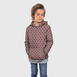 Толстовка-худи детская Большие и маленькие фиолетовые квадраты, цвет: 3D-меланж — фото 2