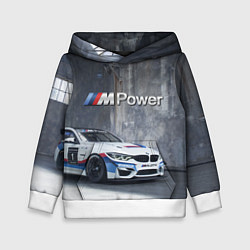 Толстовка-худи детская BMW M4 GT4 - racing team - motorsport, цвет: 3D-белый