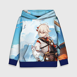 Толстовка-худи детская Кадзуха и кот, цвет: 3D-синий