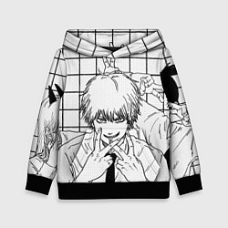 Толстовка-худи детская Человек бензопила - Кадр манги, цвет: 3D-черный