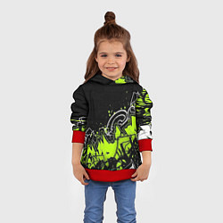 Толстовка-худи детская Яркое граффити на черной стене, цвет: 3D-красный — фото 2