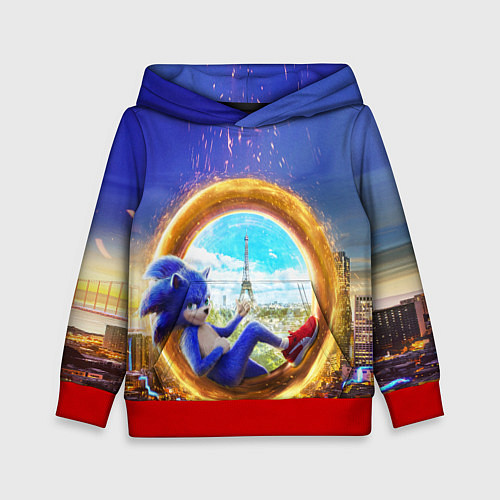 Детская толстовка Соник в кино / 3D-Красный – фото 1