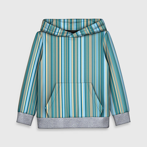 Детская толстовка Текстура полосы зелено-голубой / 3D-Меланж – фото 1