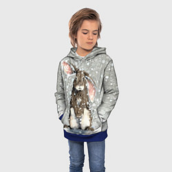 Толстовка-худи детская Кролик Снежок Милый, цвет: 3D-синий — фото 2