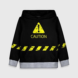 Толстовка-худи детская CAUTION - Осторожно опасность, цвет: 3D-меланж