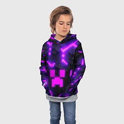 Толстовка-худи детская Майнкрафт розовый, цвет: 3D-меланж — фото 2