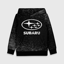 Толстовка-худи детская Subaru с потертостями на темном фоне, цвет: 3D-черный