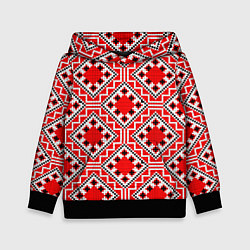 Толстовка-худи детская Белорусская вышивка - орнамент, цвет: 3D-черный
