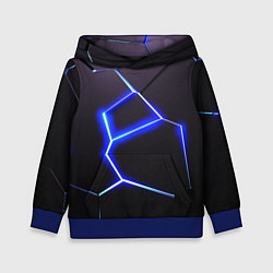 Толстовка-худи детская Неоновый разлом плит, цвет: 3D-синий