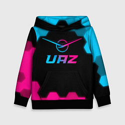 Толстовка-худи детская UAZ - neon gradient, цвет: 3D-черный