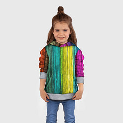 Толстовка-худи детская Разноцветные полосы материала, цвет: 3D-меланж — фото 2