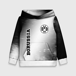 Толстовка-худи детская Borussia sport на светлом фоне: надпись, символ, цвет: 3D-белый