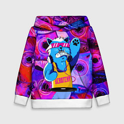 Толстовка-худи детская DJ Scratchy in pink glasses, цвет: 3D-белый