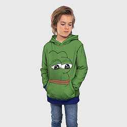 Толстовка-худи детская Лягушонок Pepe грустит, цвет: 3D-синий — фото 2