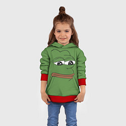 Толстовка-худи детская Лягушонок Pepe грустит, цвет: 3D-красный — фото 2