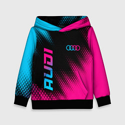 Толстовка-худи детская Audi - neon gradient: надпись, символ, цвет: 3D-черный