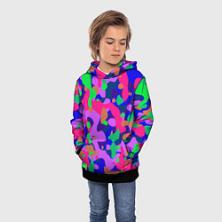 Толстовка-худи детская Абстракция в неоновых цветах, цвет: 3D-черный — фото 2