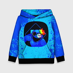 Толстовка-худи детская Радужные друзья: Синий глитч, цвет: 3D-черный