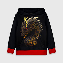 Толстовка-худи детская Китайский дракон - ирезуми, цвет: 3D-красный