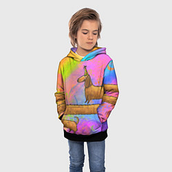 Толстовка-худи детская Очень-очень длинная такса, цвет: 3D-черный — фото 2