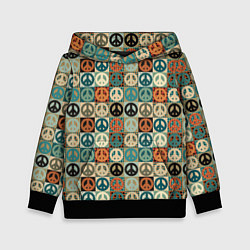 Толстовка-худи детская Peace symbol pattern, цвет: 3D-черный
