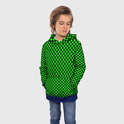 Толстовка-худи детская Зелёная шахматка - паттерн, цвет: 3D-синий — фото 2