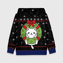 Детская толстовка Рождественский венок с котиком